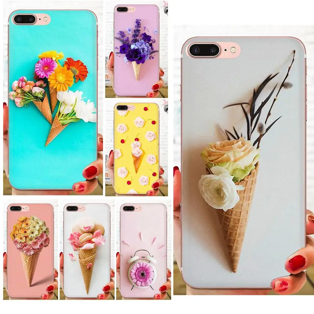 Мягкий ТПУ нескользящий красивый цветок мороженого для Huawei Honor 4C 5A 5C 5X 6 6A 6X 7 7A 7C 7X 8