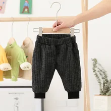 Новые зимние длинные штаны для малышей; черные хлопковые штаны-шаровары для малышей; повседневные брюки для новорожденных; свободные эластичные штаны для малышей