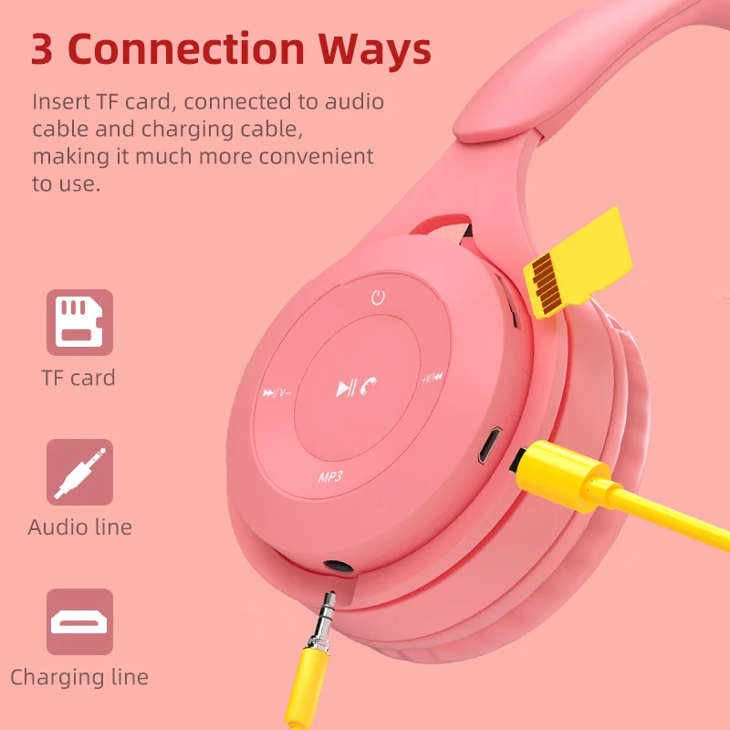 Kids Gaming Wireless Bluetooth 5 0 Headphone With Mic Hifi Stereo Music Child Headset Study Boy Earphone With Audio Cable For PC