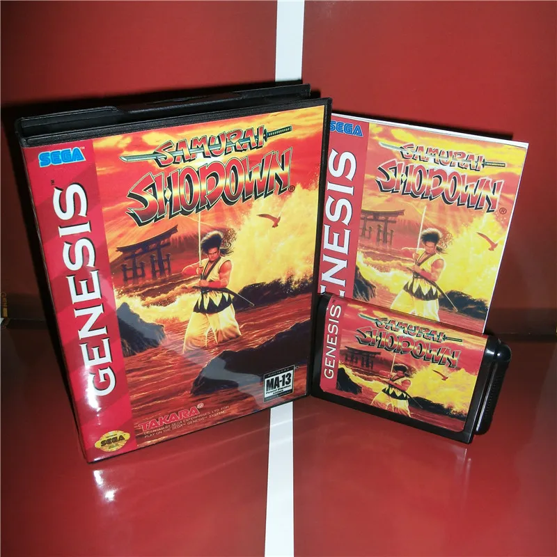 

Samurai Shodown US Cover with Box and Manual For Sega Megadrive Genesis Video Game Console 16 bit MD card
