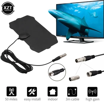 

4K 25DB High Gain HD TV DTV Box Digital TV Antenna Signal Receiver Amplifier 80 Miles Booster Active Indoor Aerial Flat Design