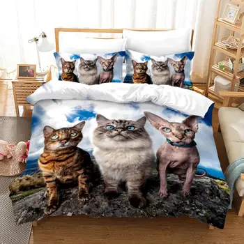 

Cute Kitten Puppy Bedding Set Bedroom Decor 100% Microfiber Hypoallergenic Zipper 1PC Duvet Cover with Pillowcases No Comforter