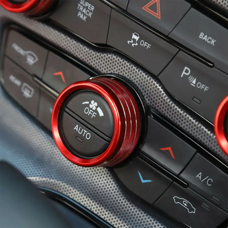 Автомобиль 3 шт. Красный AC РАДИО переключатель ручка отделка кольцо крышки авто аксессуары комплект для Dodge зарядное устройство