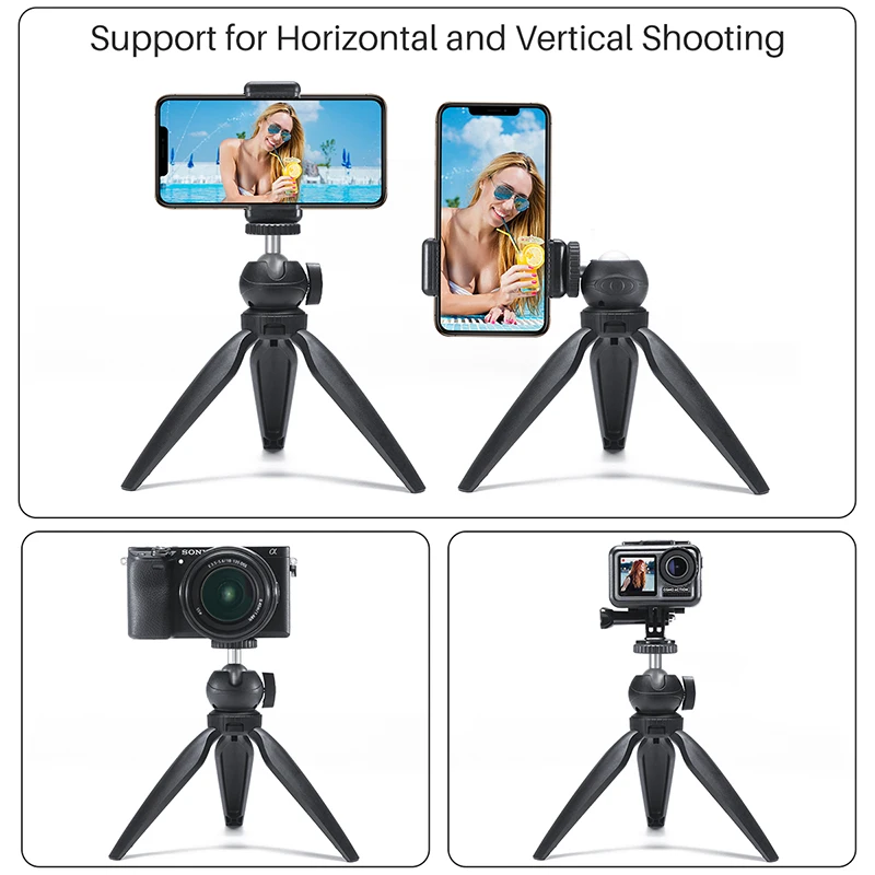  Portable Mini Tripod Stand with 360 Rotation BallHead Vlog Phone Tripod Selfie Stick for iPhone Hua