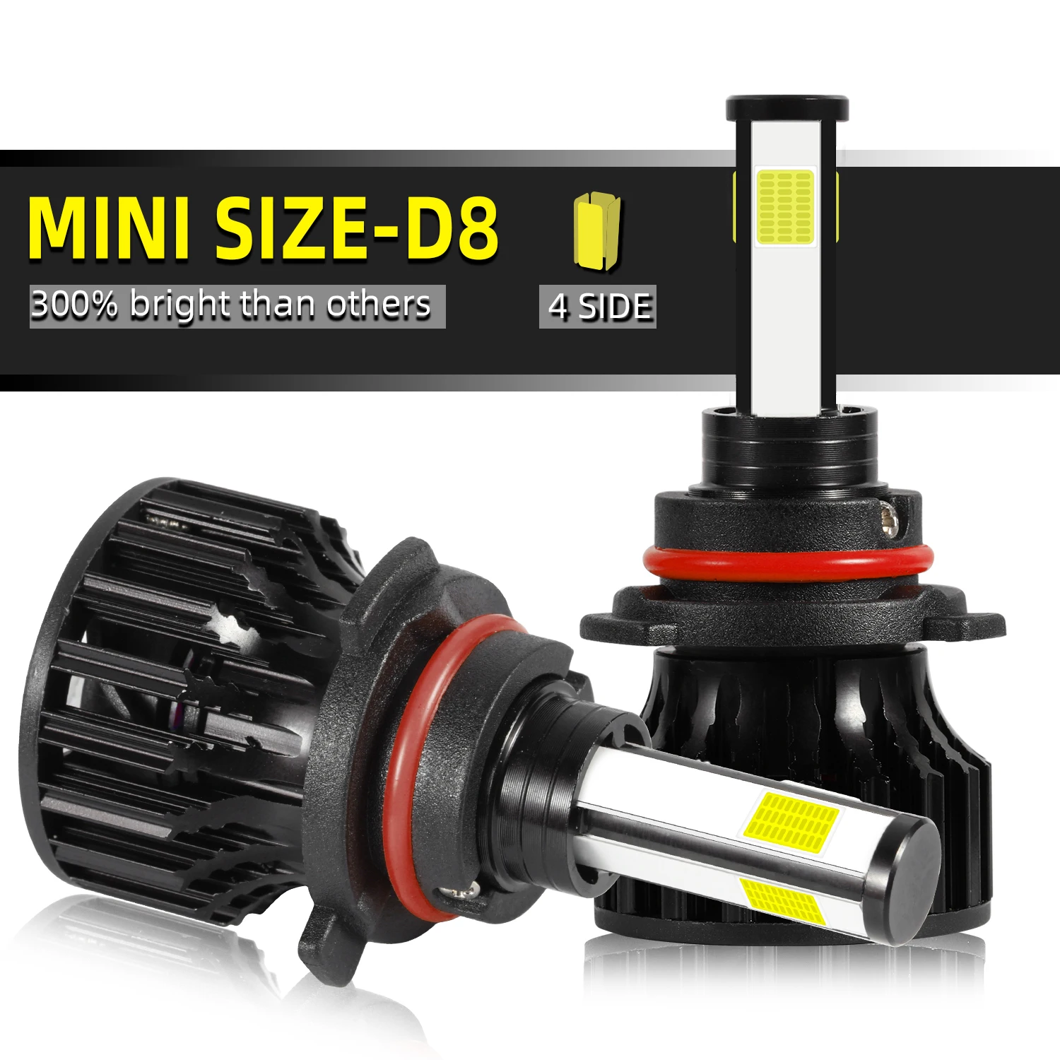 2x9005 HB3/9006HB4/H1/H4/H7/H11 H8 H9 супер яркие 4 боковые лампочки 6000K подсветка автомобильных фар Светодиодный белый противотуманный фонарь