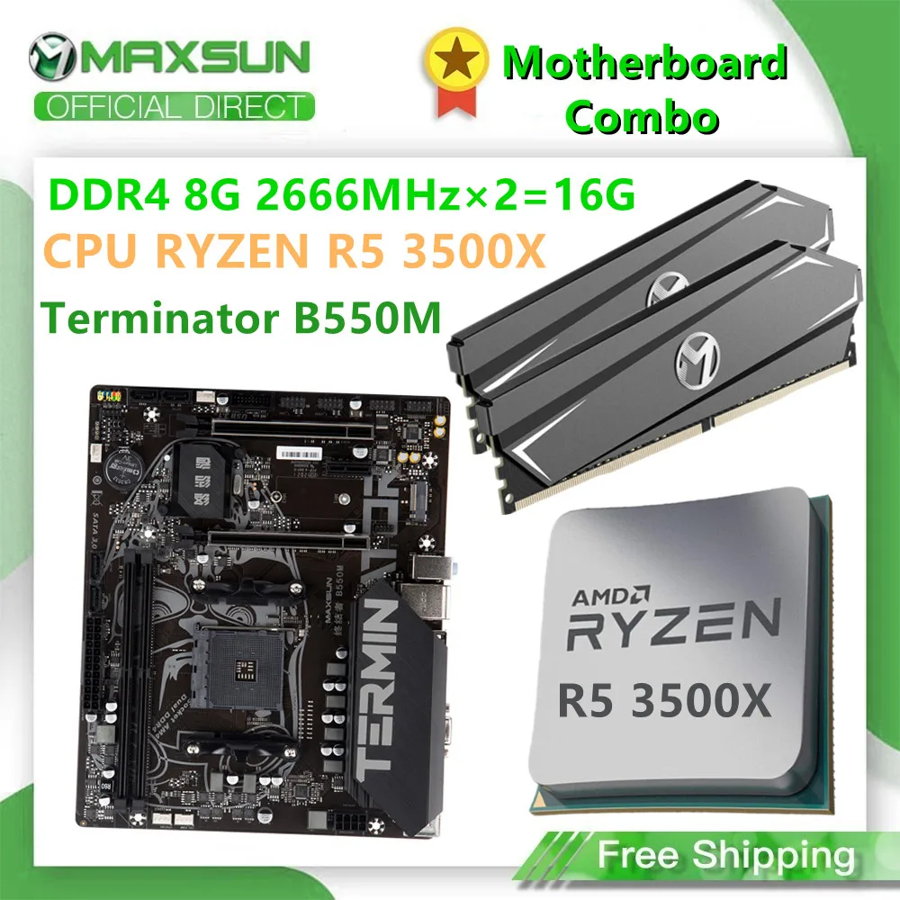 Maxsun Motherboard Combo Desktop Terminator B550m Rams Ddr4 8gb 2666mhz Cpu Ryzen R5 3500x 3600 3600x New But Without Cooler Rams Aliexpress