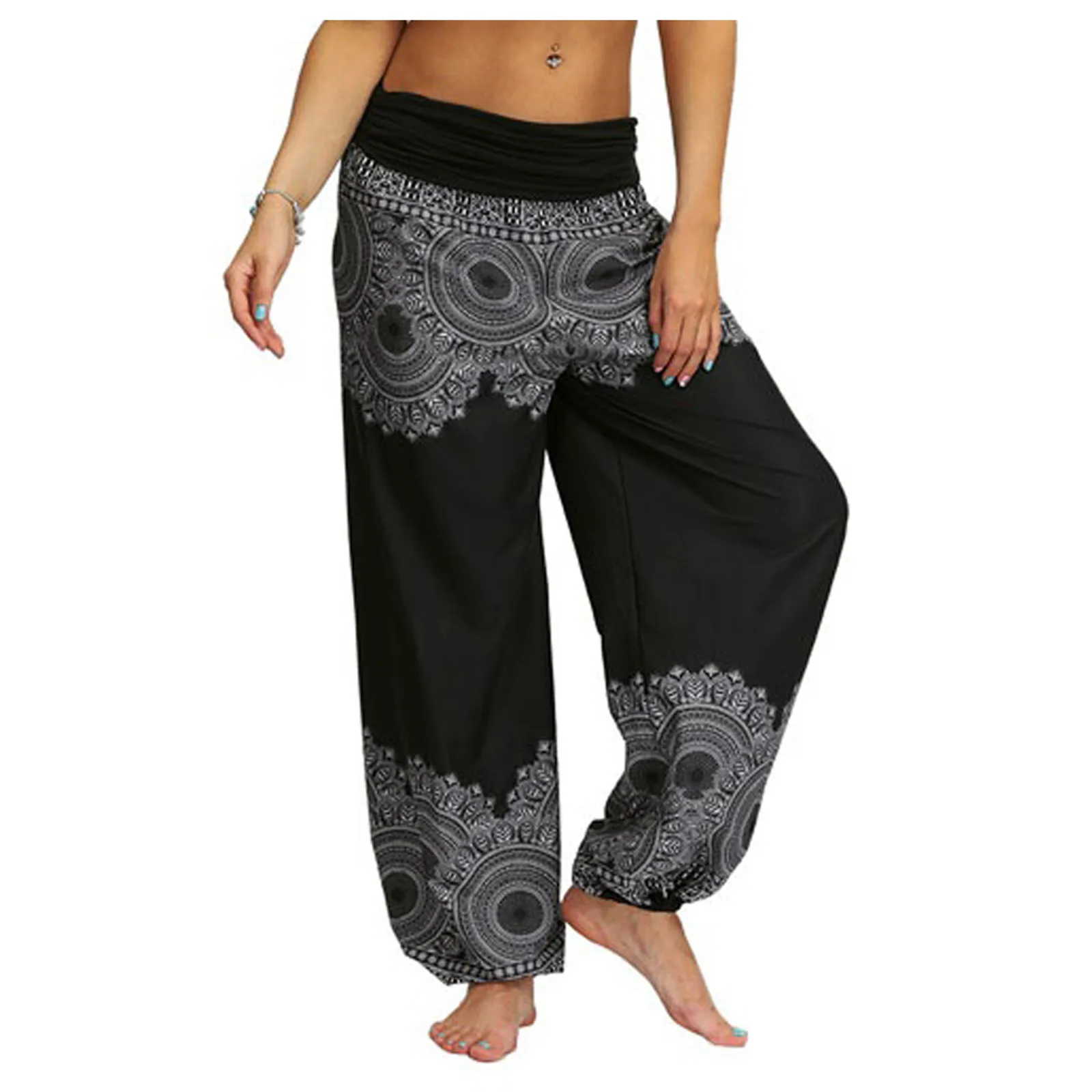 Women's Comfy Harem Loose Long Pants Belly Dance Boho Wide