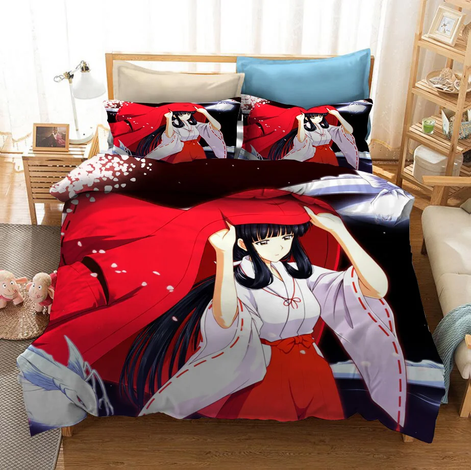 Anime Funny Figure Inuyasha 3D Printed Bedding Set Duvet Covers Queen King Size Pillowcases Comforter Bedclothes Bed Linen