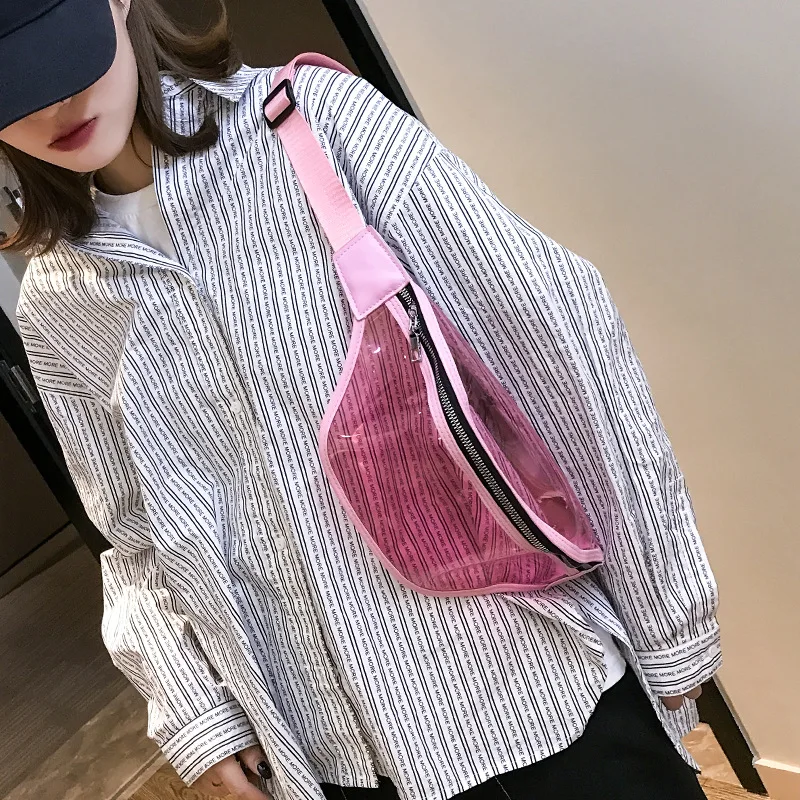 

Bag Women's 2019 Summer New Style Korean-style Fashion Transparent Chest Pack Student Wallet INS Casual Shoulder Bag