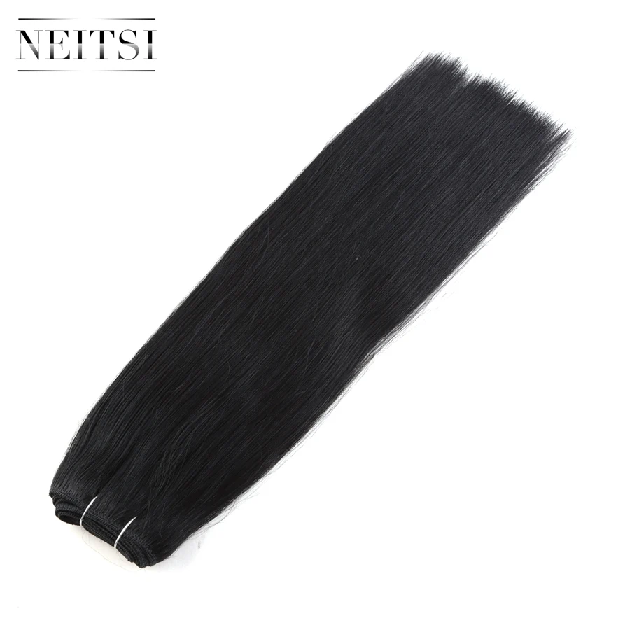 Neitsi, двойные нарисованные Человеческие волосы Remy для наращивания, 2" 24", 100 г/шт., черные, светлые, настоящие волосы, прямые пряди, быстрая - Цвет: #1