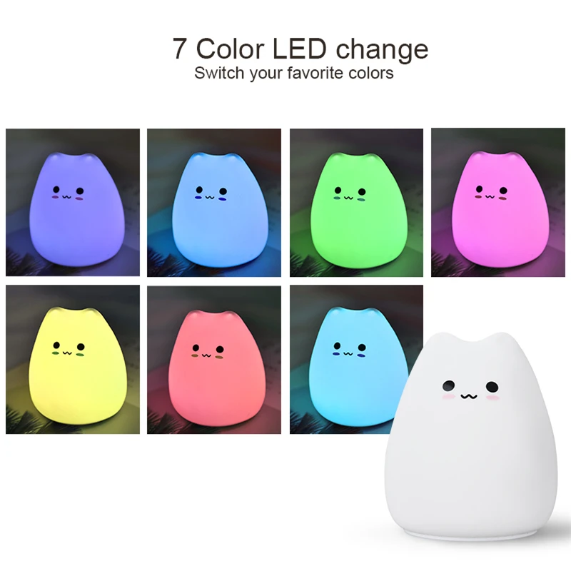 Topoch мультяшный ночной Светильник Kawaii Mini симпатичная в форме кошки Pat Lamp мягкий