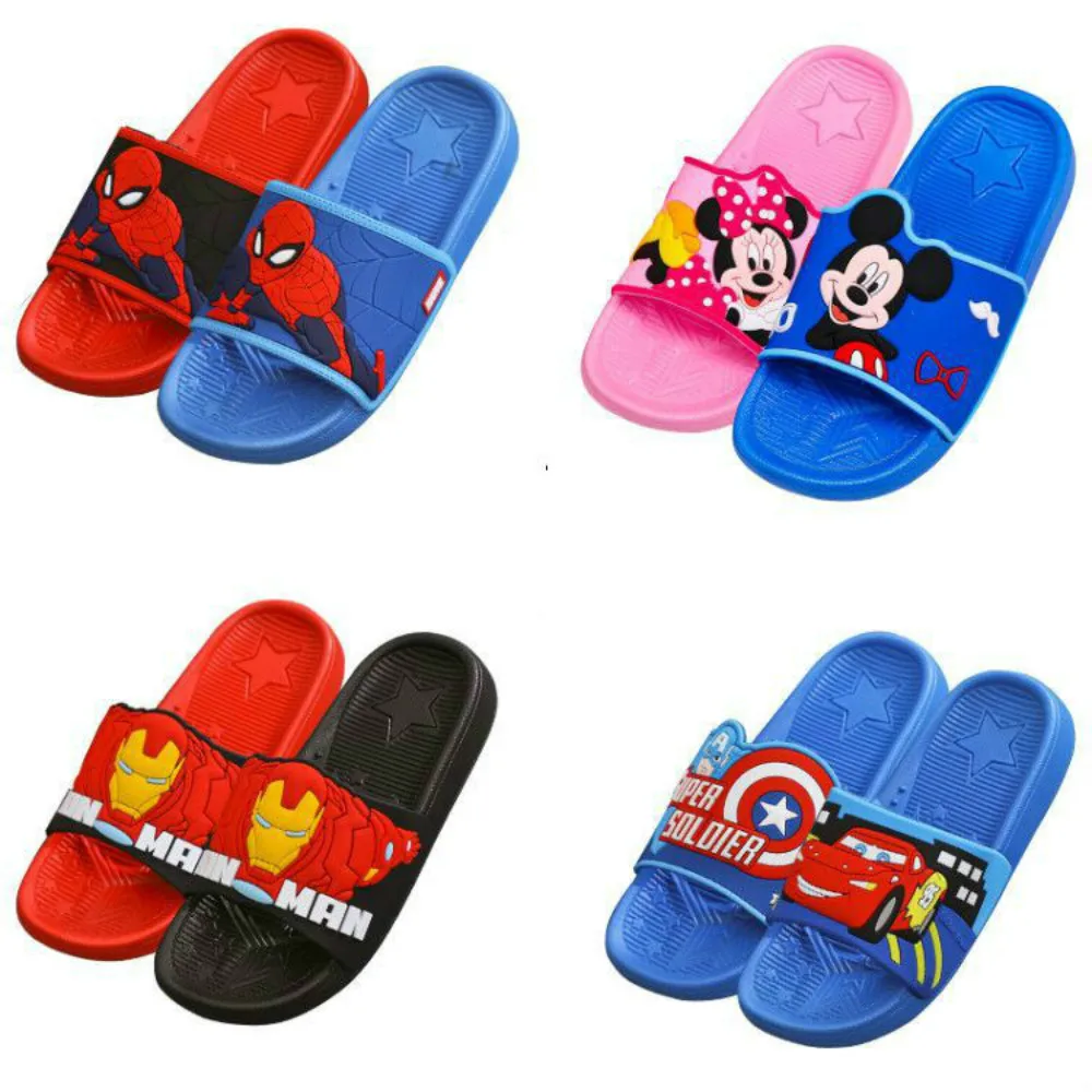 Zapatos de los niños zapatos bebé niño deslizador de chica de verano de dibujos animados Mickey Minnie ratón congelado Spiderman interior damas Anti-Skid playa Flip Flop