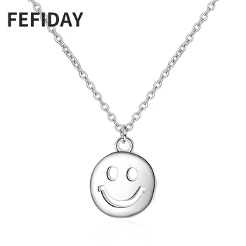 

FEFIDAY Round Copper Women Fashion Necklace Female Korean Dainty Choker Pendant Necklace Women Wholesale Necklaces For Women