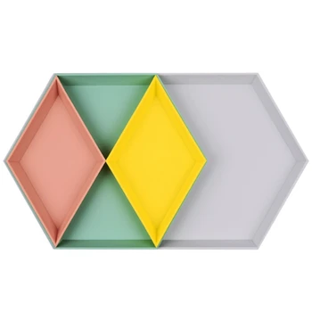 

4PCS Geometric Storage Tray Desktop Storage Diamond Storage Tray Jewelry and Cosmetic Storage Tray Fruit Plate
