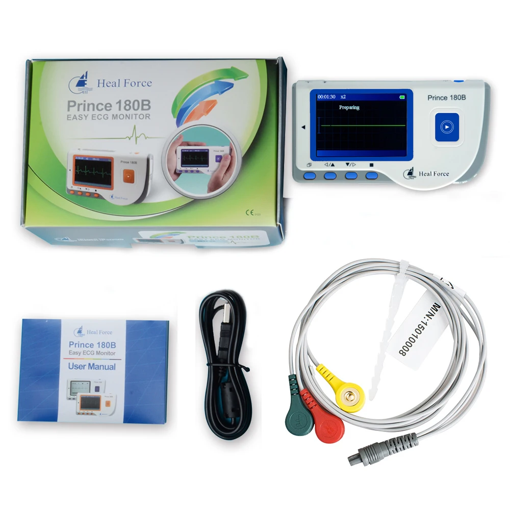 Портативный домашний монитор ЭКГ Heal Force Prince 180B непрерывное измерение