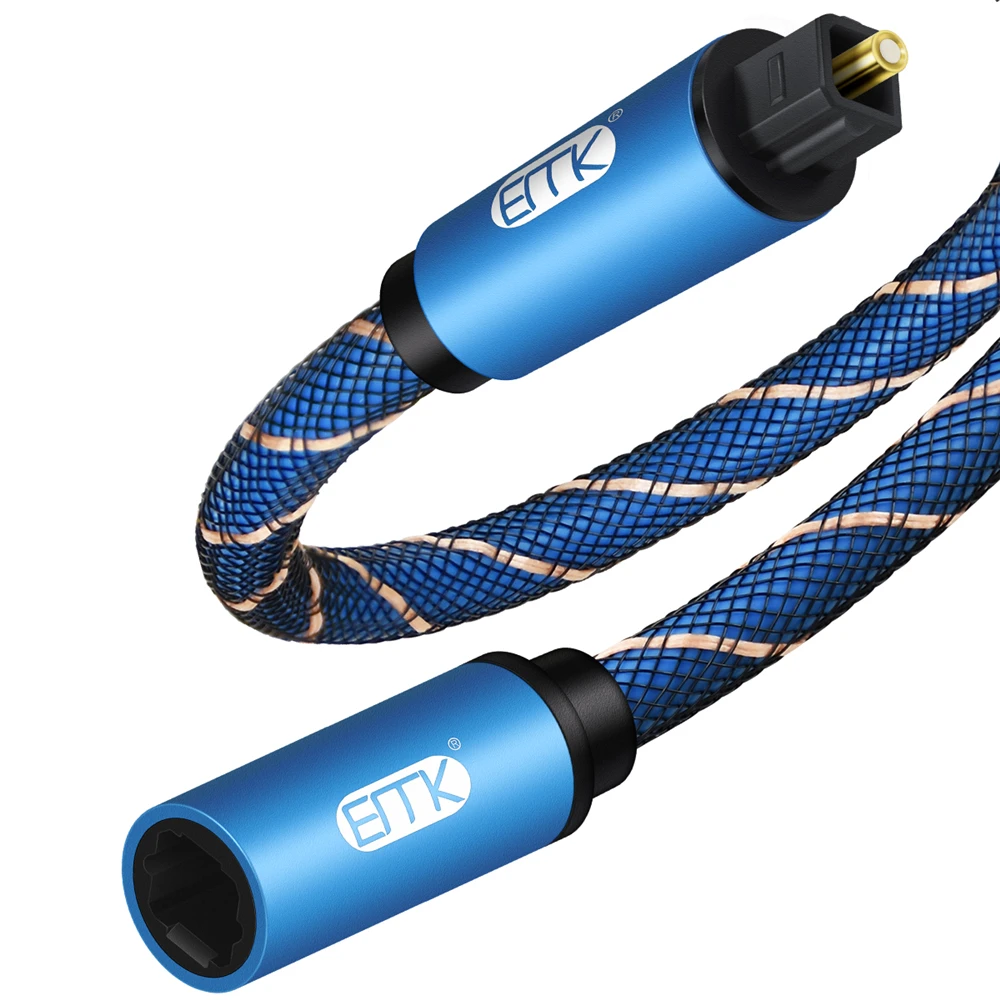 EMK Optical Audio Extension Cable Male to Female Digital Toslink ...