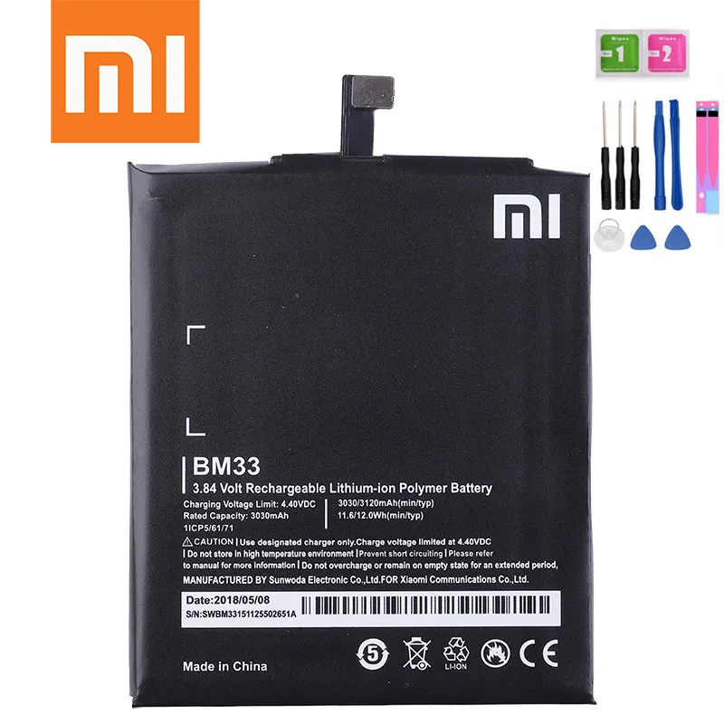 100% Оригинальный аккумулятор Xiaomi BM33 bm33 для XIaomi Mi4i сотового телефона Mi 4i M4i