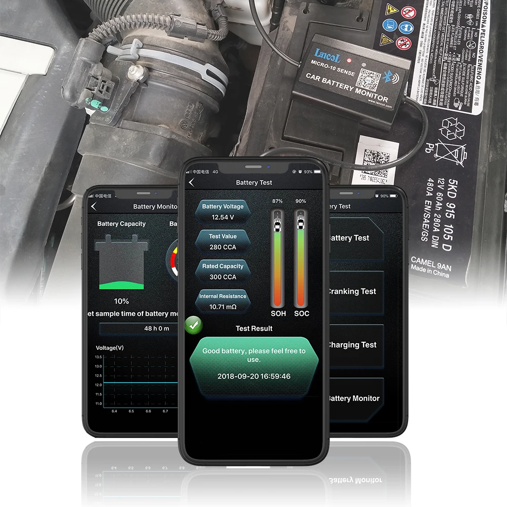 Lancol MICRO10A New Version Bluetooth Battery Monitor Tester System Monitor Digital Battery Analyzer Load Tester 12V