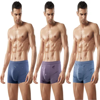 

Men Packaged Fiber Printing Underpants No Side Seam Comfortable and Breathable Two Loading Boxers MEN'S Underwear Manufacturers