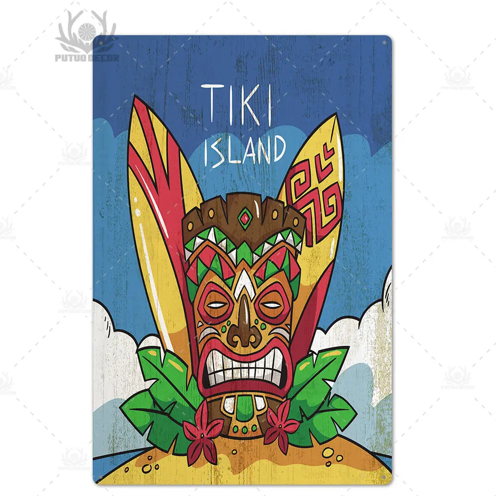 Tiki бар Настенный декор металлический знак табличка Металл Лето Tiki знак металлическая пластина для Tiki бар пляж Бар Декоративная железная живопись - Цвет: TH0460