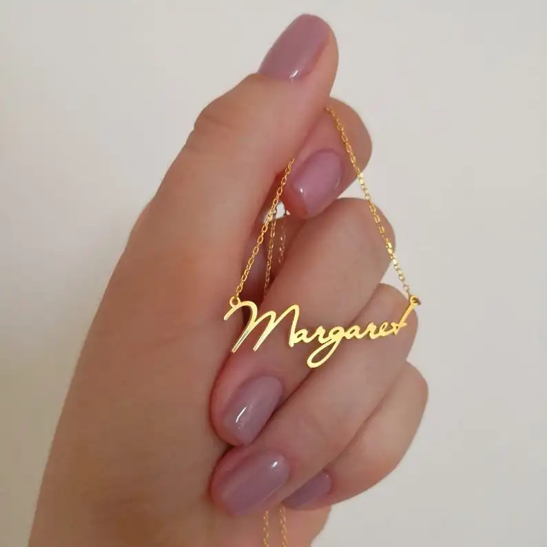 

Name Choker Necklace Women BFF Jewelry Personalized Name Pendants Necklaces Stainless Steel Cursive Script Chain Christmas Gift