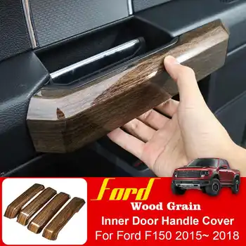 

NEW 4 Pcs/Set ABS Wood Grain Color Car Inner Door Handle Trims For Ford F-150 F150 2015 2016 2017 2018