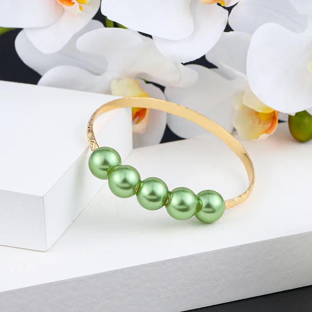 Hawaiian Women's Hand Bangle Bracelets Love Heart Purple Pink Pearl Gold Wedding Charm Bracelet Bangles Jewelry for Women 2021 SL2171GOGN