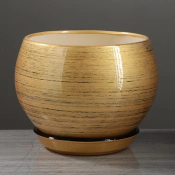 

Flowerpot "Ball" gloss, black-gold, 4.1 L