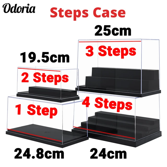 Odoria 1/2/3/4 Steps Acrylic Display Case Large Dustproof Clear Box Cabinet for 1/87 1/35 Action Figures Collectibles Model 1