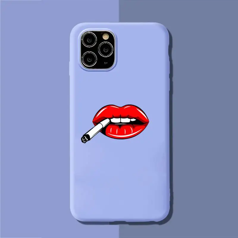 Чехол для телефона с принтом губ YNDFCNB мягкий однотонный чехол помадой iPhone 11 12 13 mini