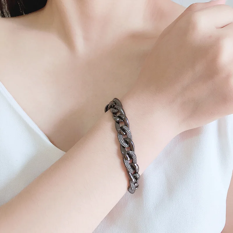 

Funmode Hip Hop South American Style Women Men Chain Bracelets Gold Color Black Gun Plated Hand Decoration Bracelets FB11