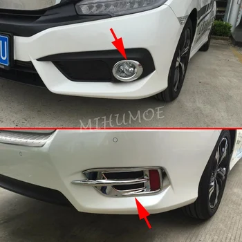 

For 2016 2017 2018 Honda Civic Sedan Accessories Front + Rear Fog Light Bumper Reflector Chrome Cover Trims
