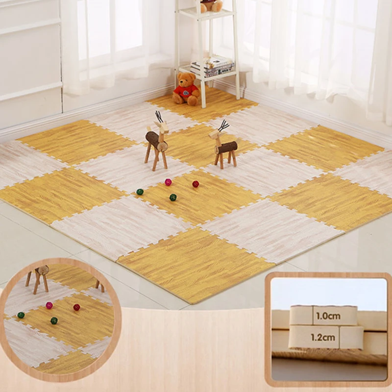 

Wood Grain Baby Puzzle Mat Play Mat Kids Interlocking Exercise Tiles Rugs Floor Tiles Toys Carpet Soft Carpet Climbing Pad EVA