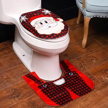 

Santa Claus Rug Seat Bathroom Two-piece Toilet Set Decorations NewYear For Home Gift Happy 2020 Xmas Christmas Navidad 2021 L0V8
