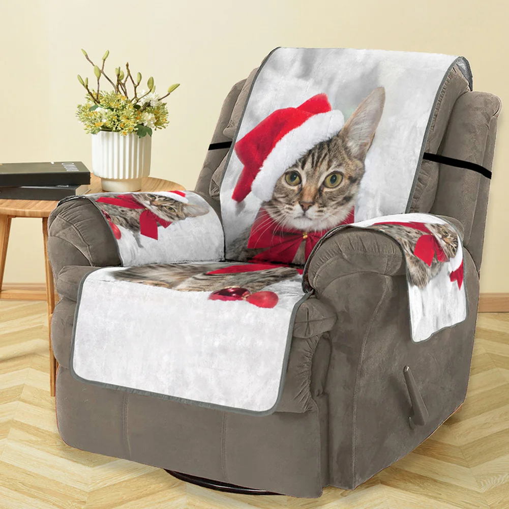 Mat Home Printed Decorations Cartoon Soft Sofa Cover Washable 3D Digital Polyester Cat Pattern Protective Anti Fouling Christmas