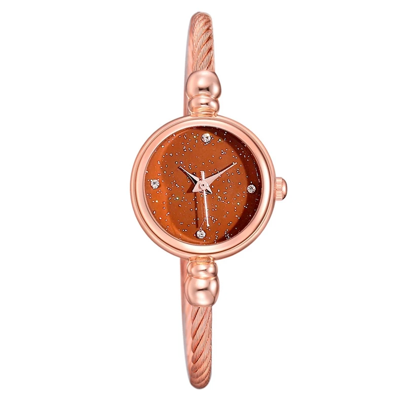 Rose Gold Brown Дропшиппинг, женские часы, модные, звездное небо, кварцевые наручные часы, женские, Роскошные, золотые, наручные часы, топ, relogio feminino - Цвет: Rose Gold Brown