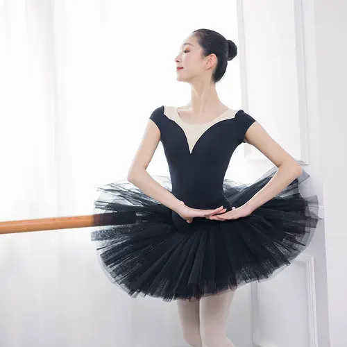 Black exclude skirts Балетные трико для девочек с короткими рукавами из хлопка и лайкры с v-образным вырезом на спине, балетные трико для взрослых, балетные формы, Одежда для танцев, трико для танцев - Цвет: Black exclude skirts