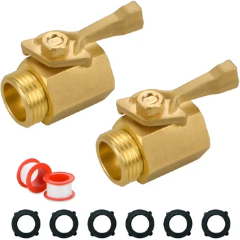 

2Pcs/Set Garden Copper Hose Shut Off Valve Garden Hose Connector with Standard 3/4 Inch Thread