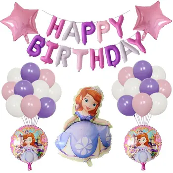 

26pcs Big Princess Sofia Theme Decoration Helium Balloons Birthday Party Pink Latex Balloon Girl Kids Toys Baby Shower Balloon