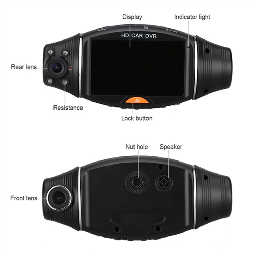 R310 HD Автомобильный видеорегистратор с двумя объективами камеры ночного видения датчик гравитации с gps Автомобильные электронные запчасти автомобильные аксессуары