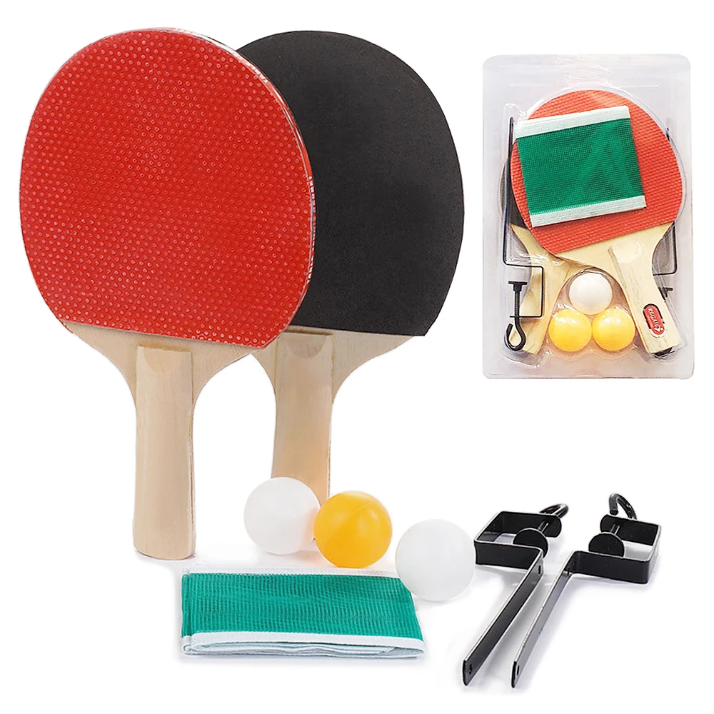 Table Tennis Ping Pong Paddles Red&Black for Beginner Set 2 Rackets and 3 Balls 
