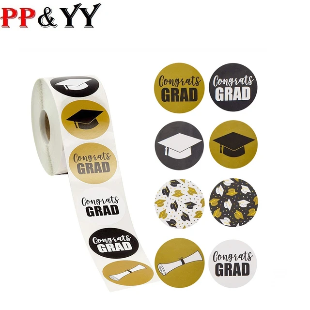 500pcs Graduation Theme Gift Stickers Label Round Shape Sealing Label Envelope  Sticker Seals Self-Adhesive Sealing Stickers