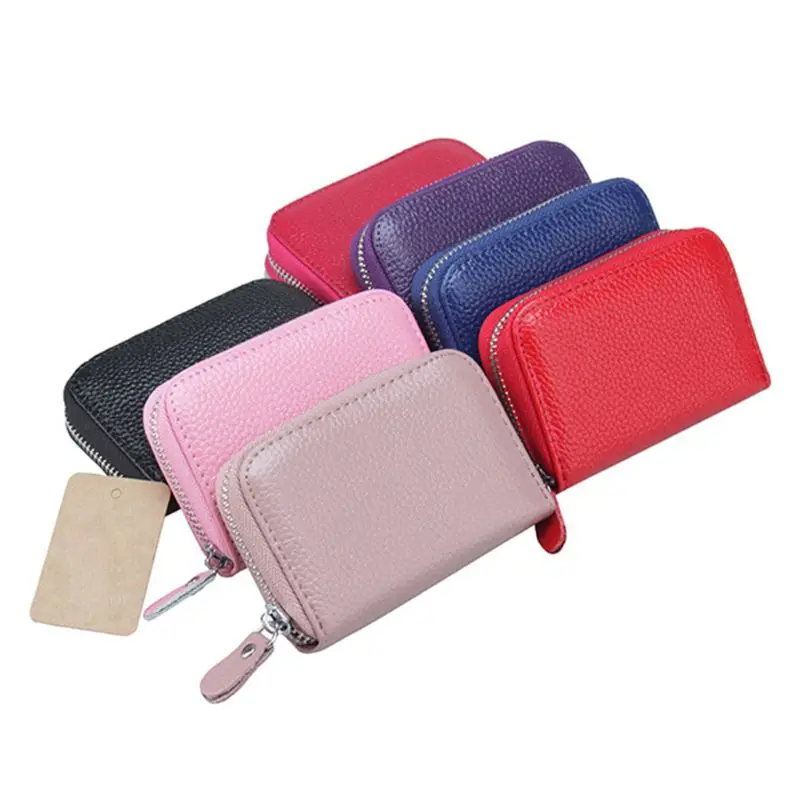 Women Wallet Credit Card Holder Genuine Leather Small Change Zipper Bag Pocket Purse