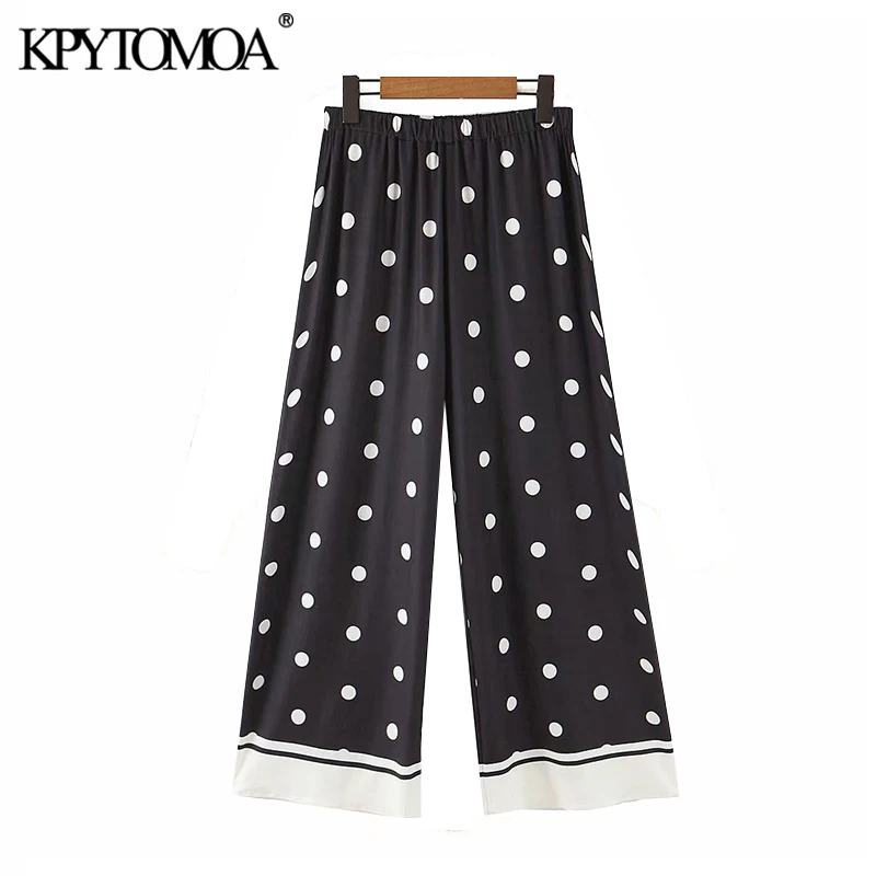 KPYTOMOA Women 2020 Chic Fashion Polka Dot Straight Pants Vintage High Elastic Waist Female Ankle Trousers Pantalones Mujer KPYTOMOA Women 2020 Chic Fashion Polka Dot Straight Pants Vintage High Elastic Waist Female Ankle Trousers Pantalones Mujer