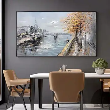 

Hand Painted Abstract Paris Landscape Oil Painting On Canvas Paintings For Living Room Modern Abstract Wall Art Pictures