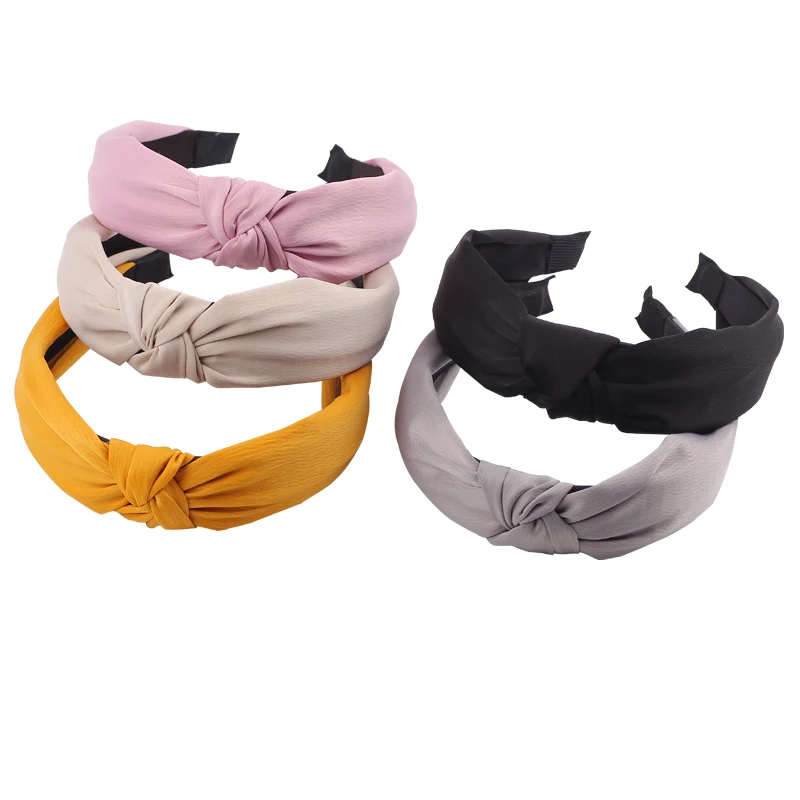 

2020 New Fashion Solid Color Headband Women Girl Hair Accessories Daily Party Headwear Tie A Knot Hairbands Headband