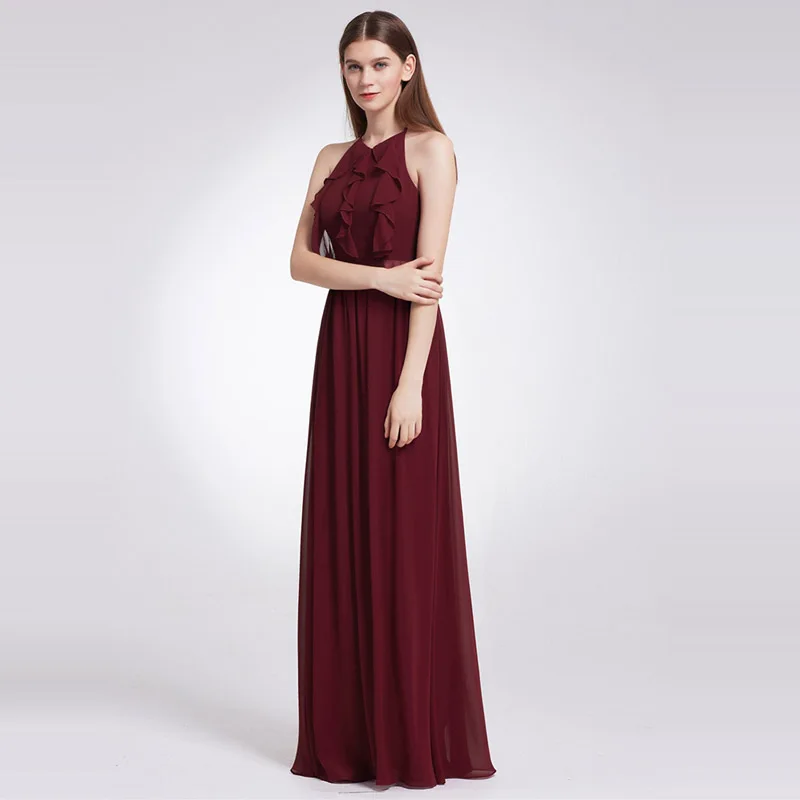 burgundy Skkyue/платье подружки невесты для девочек; большие размеры; платье на бретельках с оборками; Vestido Madrinha; элегантное голубое небо; Длинные свадебные платья; C443 - Цвет: burgundy