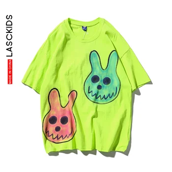 

LASCKIDS White T shirt Hand Painting Cotton Mens Tshirt Streetwear Harajuku Men Women Tee Shirt Summer Tops T-shirts KE6061