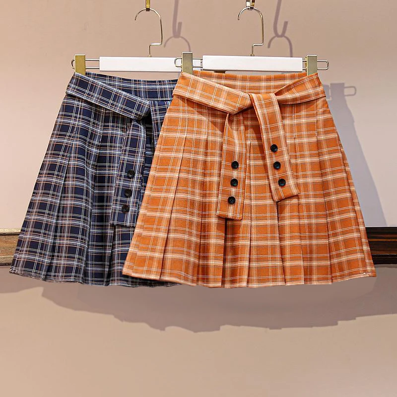 

COIGARSAM 3XL Plus Size Fashion Women Skirt New Summer High Waist Skirts Orange Blue 5209