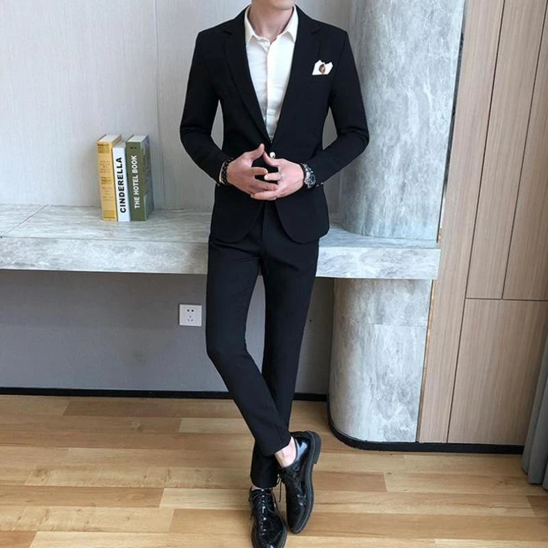 メンズスーツジャケットとパンツ 無地 ボタン付き 結婚式のスーツ ディナーパーティー フォーマルウェア Suits Aliexpress